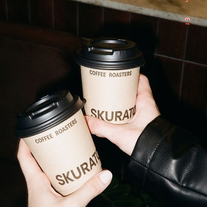 Two custom-printed coffee roaster cups