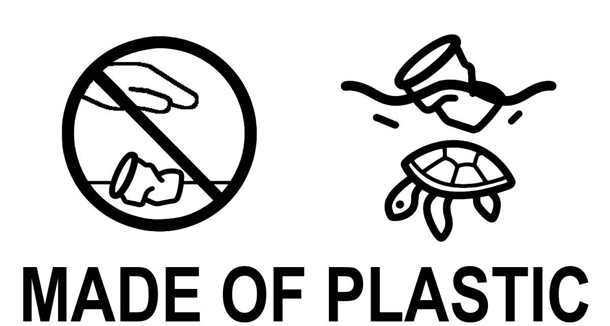 SUPD marking for cups made entirely of plastic, pictogram with the text Made of plastic